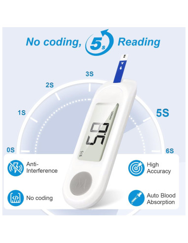 Kit de Monitor de Glucosa CAKRNPS con 50 Tiras y Lancetas