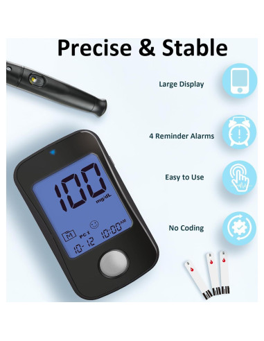 Kit de Monitoreo de Glucosa HanrayCare TD-4125 con 100 Tiras