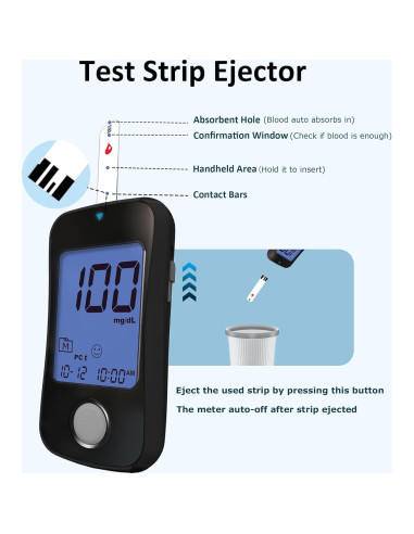 Kit de Monitoreo de Glucosa HanrayCare TD-4125 con 100 Tiras