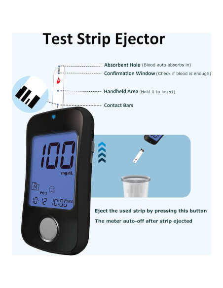 Kit de Monitoreo de Glucosa HanrayCare TD-4125 con 100 Tiras