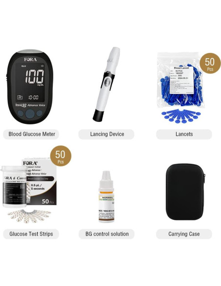 Kit de Monitoreo de Glucosa Fora Test N'GO Advance Voice