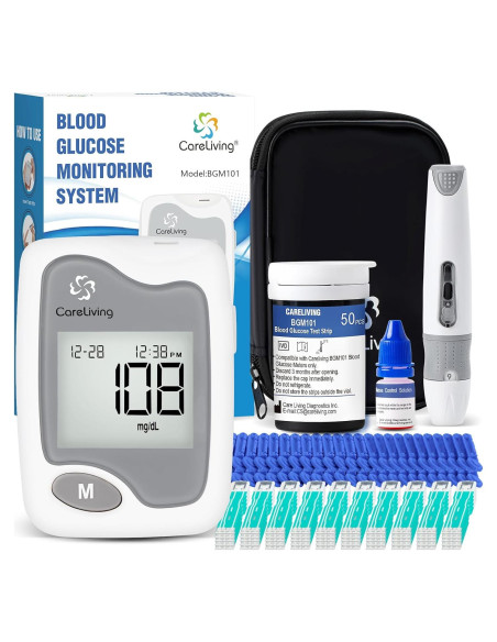 Kit de Monitoreo de Glucosa Careliving BGM101 - 50 Tiras y Lancetas