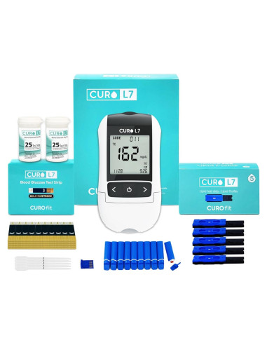 CURO L7 Kit de Pruebas de Colesterol y Glucosa 6 en 1
