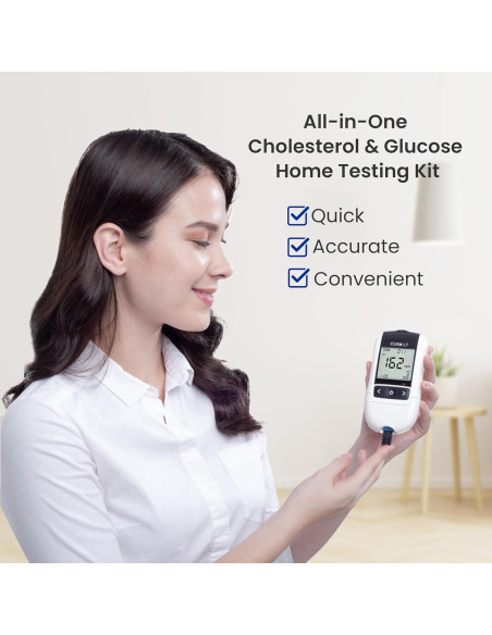 CURO L7 Kit de Pruebas de Colesterol y Glucosa 6 en 1
