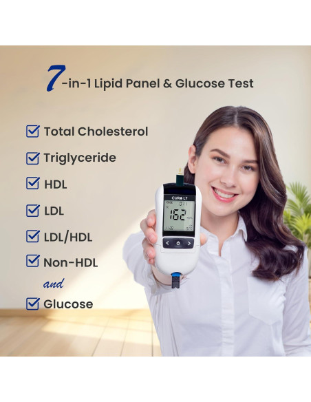 CURO L7 Kit de Pruebas de Colesterol y Glucosa 6 en 1