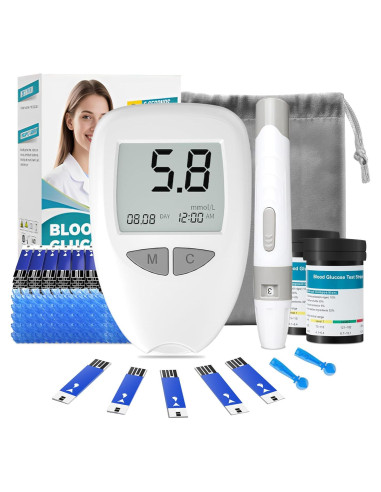 Medidor de Glucosa en Sangre CAKRNPS G-520 con Tiras y Lancetas