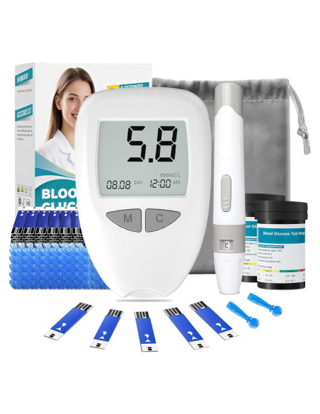 Medidor de Glucosa en Sangre CAKRNPS G-520 con Tiras y Lancetas