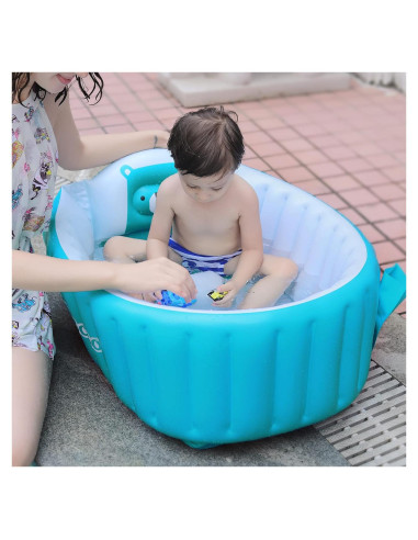 Tina de Baño Inflable KENPUAZ Azul Plegable para Bebés