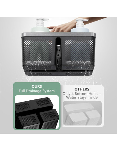 Caddy de Ducha BYUNER Negro Portátil con Drenaje Rápido