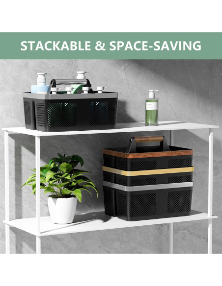 Caddy de Ducha BYUNER Negro Portátil con Drenaje Rápido