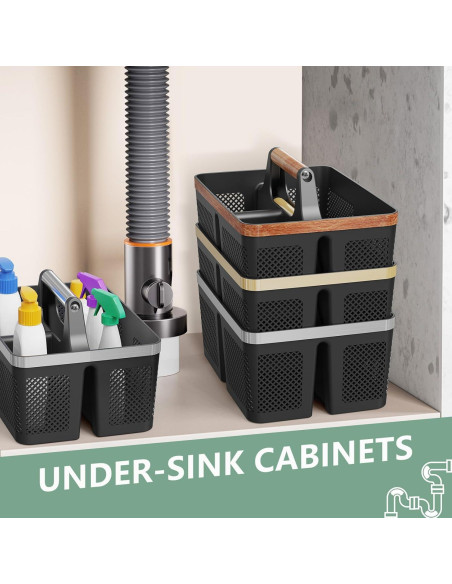 Caddy de Ducha BYUNER Negro Portátil con Drenaje Rápido