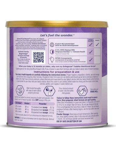 Fórmula para Bebés Enfamil Gentlease 563.3 g - Alivio Gases y Llanto