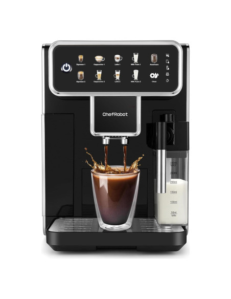 Cafetera Automática Chef Robot 12 Tazas con Molinillo y Espumador