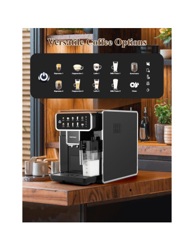 Cafetera Automática Chef Robot 12 Tazas con Molinillo y Espumador