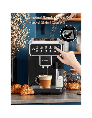 Cafetera Automática Chef Robot 12 Tazas con Molinillo y Espumador