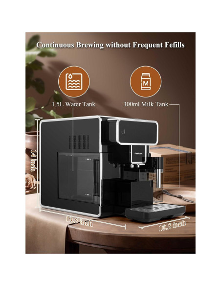 Cafetera Automática Chef Robot 12 Tazas con Molinillo y Espumador