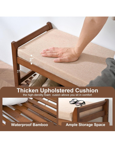 Banco para Zapatos PETKABOO 70 cm con Cojín Beige