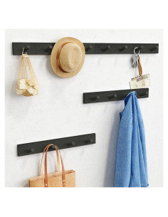Perchero de Pared Forbena Negro 4 Ganchos 39.9 cm