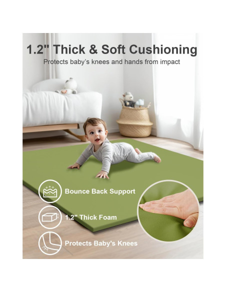 Alfombra de Juego para Bebés ANHUI - Cuero Vegano Verde, Antideslizante
