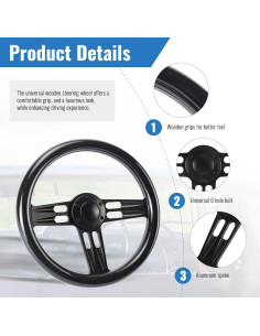 Volante de Carreras YHK 34.5 cm Madera Caoba 6 Agujeros 2