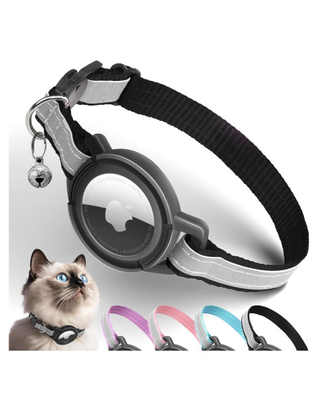 Collar Reflectante para Gato Odokele con Soporte AirTag - Negro
