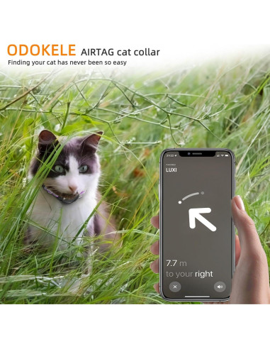 Collar Reflectante para Gato Odokele con Soporte AirTag - Negro