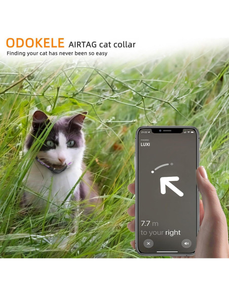 Collar Reflectante para Gato Odokele con Soporte AirTag - Negro