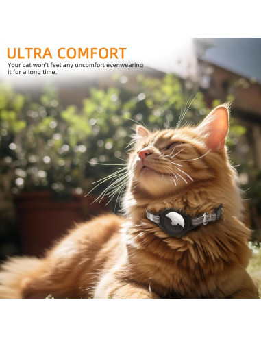 Collar Reflectante para Gato Odokele con Soporte AirTag - Negro