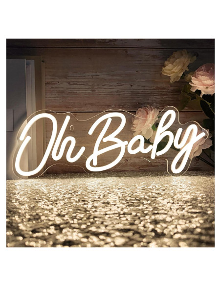 Luz de Neón LED Oh Baby para Decoración de Pared 38x15cm