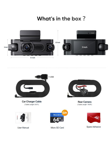 Cámara Dash 4 Canales Seventour DR-41 1080P con Pantalla IPS