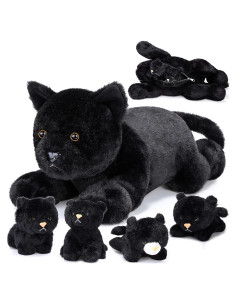 Gato de Peluche Skylety con Gatitos en Barriga - Negro
