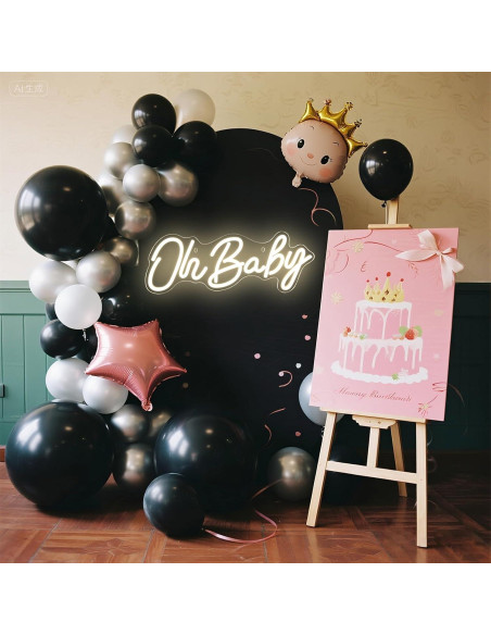 Luz de Neón LED Oh Baby para Decoración de Pared 38x15cm