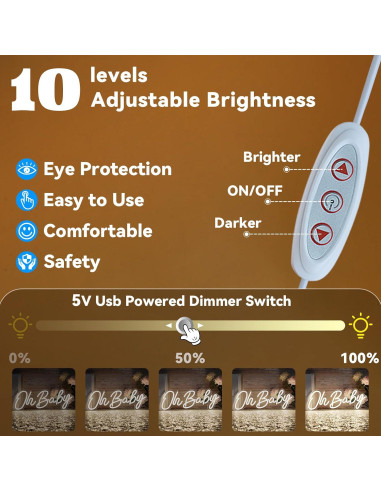 Luz de Neón LED Oh Baby para Decoración de Pared 38x15cm