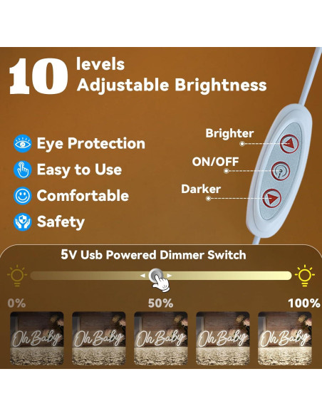 Luz de Neón LED Oh Baby para Decoración de Pared 38x15cm