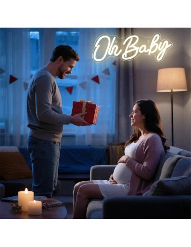 Luz de Neón LED Oh Baby para Decoración de Pared 38x15cm