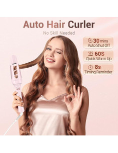 Plancha de Rizar Automática Curlicue DSM-9001 Rosa 2 Varillas 2