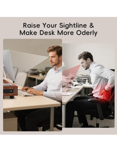 Soporte Doble Monitor Artswish Madera 108 cm con Toma Corriente