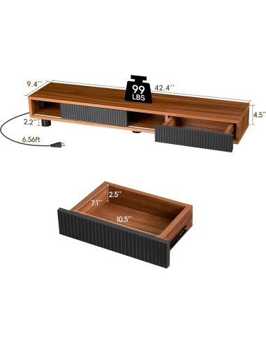 Soporte Doble Monitor Artswish Madera 108 cm con Toma Corriente