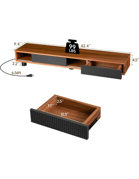 Soporte Doble Monitor Artswish Madera 108 cm con Toma Corriente