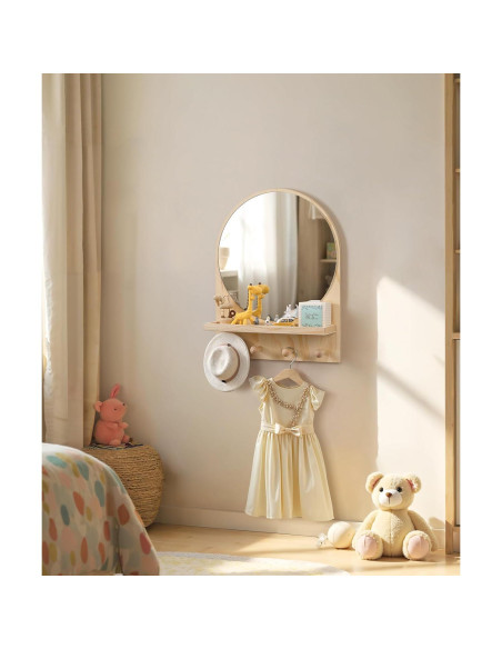 Espejo Circular Boho Maxpeuvon con Estante Madera 35.56x45.72 cm