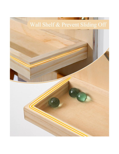 Espejo Circular Boho Maxpeuvon con Estante Madera 35.56x45.72 cm