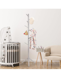 Perchero Infantil de Madera Cozivolife Ajustable 9 Ganchos Gris 2