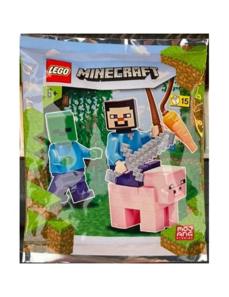 LEGO Minecraft Steve Zombi y Cerdo - Minifiguras 0.032 kg LEGO Minecraft Steve Zombi y Cerdo - Minifiguras 0.032 kg
