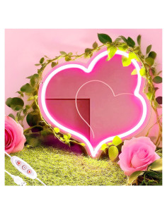 Espejo Acrílico Rosa con Neón LED Regulable 30x29.4cm