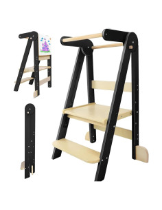 Torre de Cocina Plegable TRZX para Niños Pequeños con Barandilla