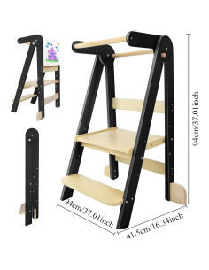 Torre de Cocina Plegable TRZX para Niños Pequeños con Barandilla 2