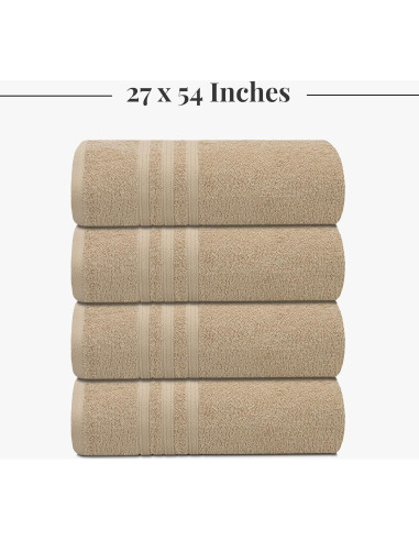Juego de 4 Toallas de Baño Tens, 100% Algodón, 68.5 x 137 cm