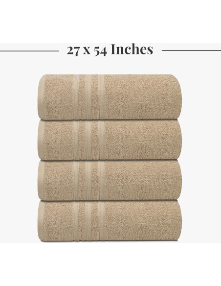Juego de 4 Toallas de Baño Tens, 100% Algodón, 68.5 x 137 cm