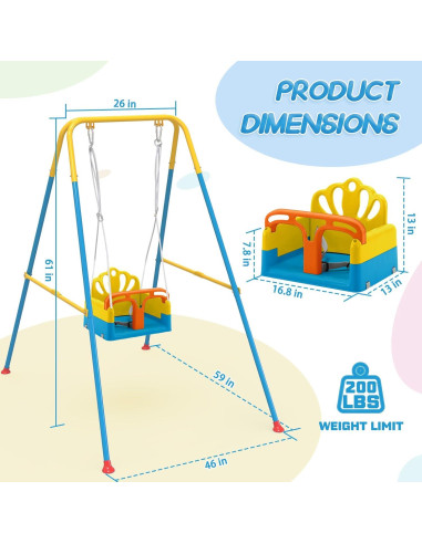Columpio Plegable para Niños Yozoia Azul Ajustable 7.44 kg