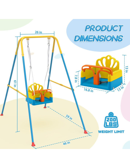 Columpio Plegable para Niños Yozoia Azul Ajustable 7.44 kg
